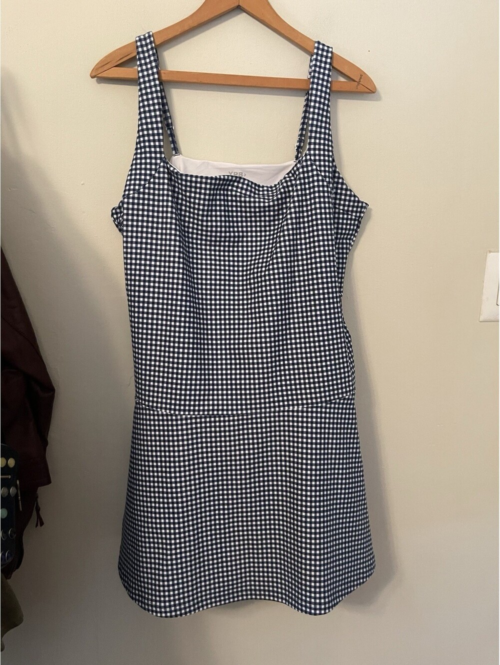 YPB by Abercrombie sculptLUX Women Gingham Sleeveless Mini Dress XXL Navy White